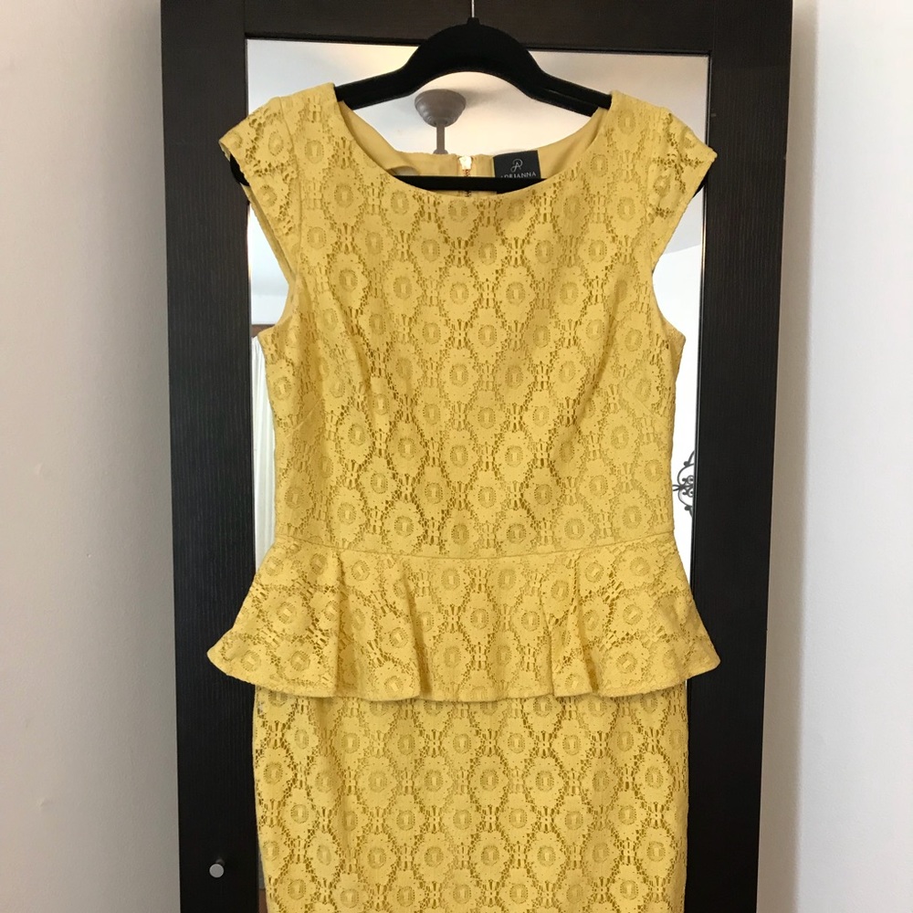Nordstrom- Adrianna papell yellow peplum dress